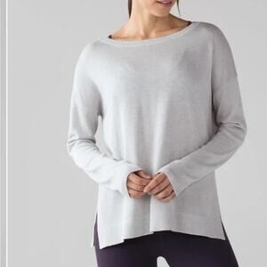 [Lululemon] Heathered Vapor Gray Well Being Sweater Cashmere Blend Sz Small S 4